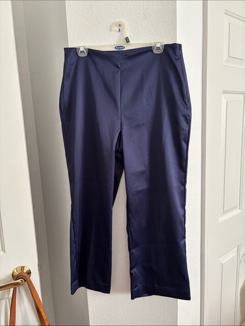 Anthropologie Navy Blue Satin Pants